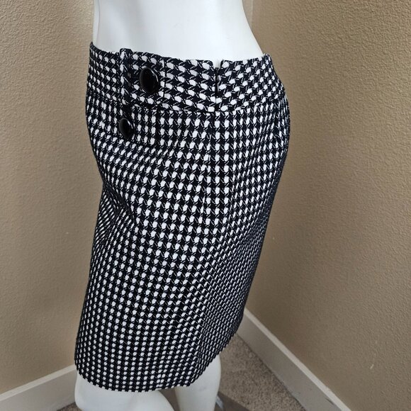 ANN TAYLOR Wool Blend Black/White Mini Skirt~Size 2 - Picture 6 of 11